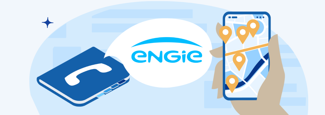 Engie Logo alături de o agendă și telefon