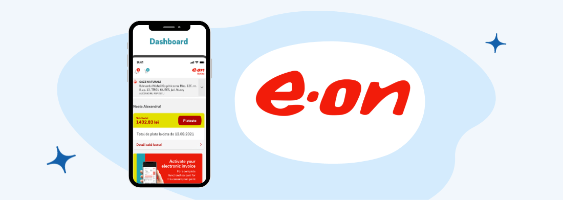 Imagine cu lofo eon si telefon deschis in aplicația eon myline