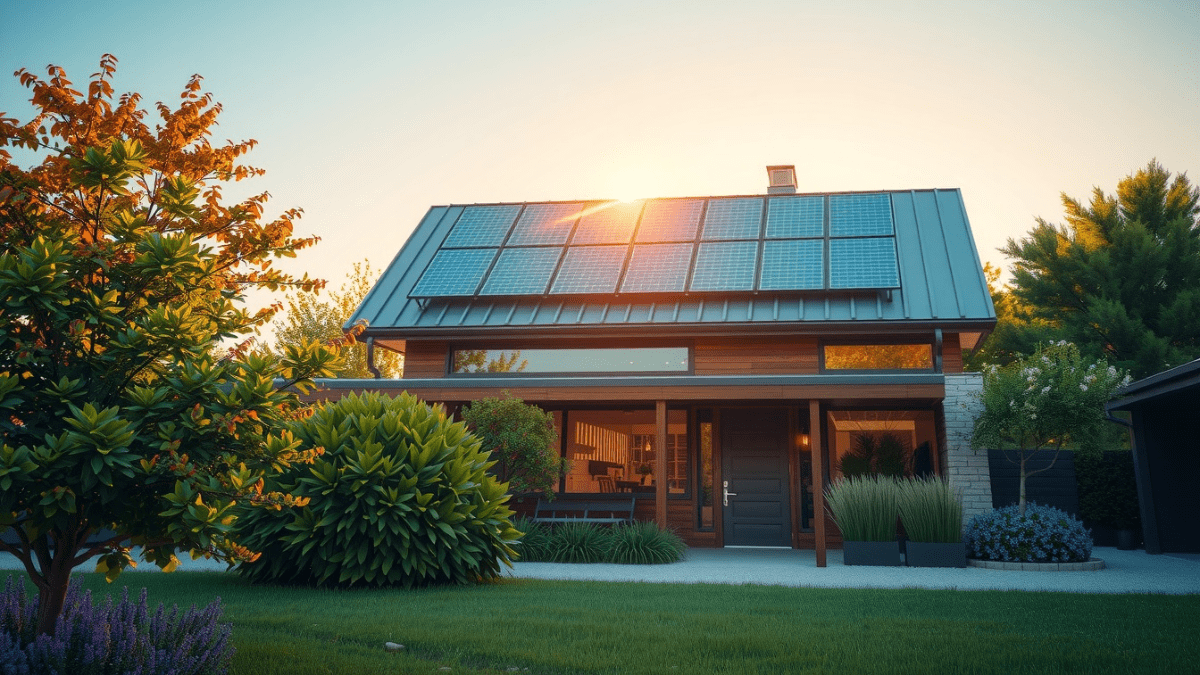 Imagine cu ocasa cu panouri solare instalate prin Casa verde