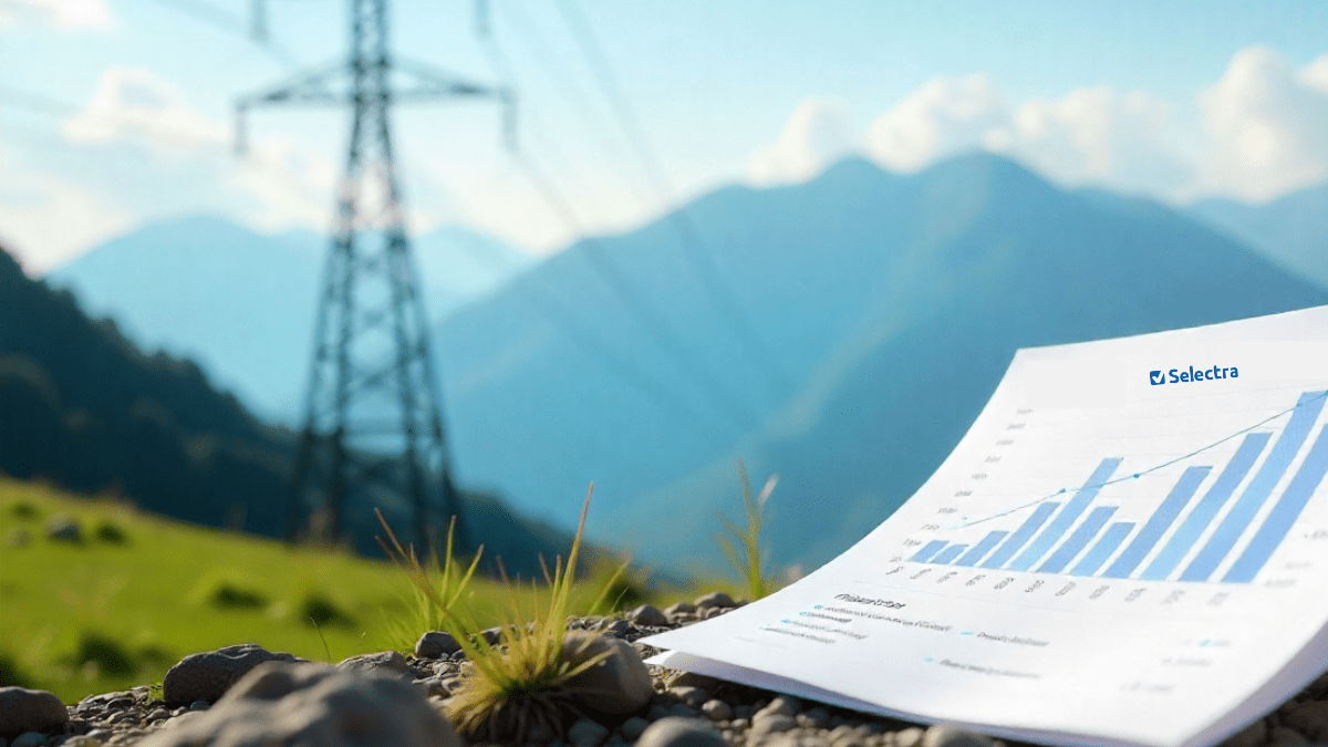 Imagine cu un stalp de distributie si o factura de energie electrica