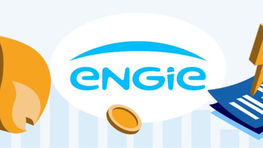 Logo Engie alături de simboluri de electricitate si gaz