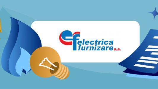 Logo Electrica și o factură alături de simbolurile de gaz și curent