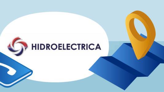 Hidroelectrica Logo langă o agendă și un pin pe hartă