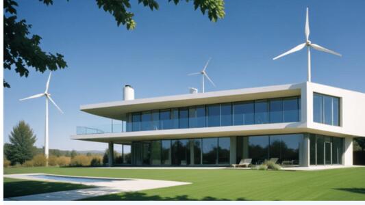 Imagine cu o casa alimentata de o turbina eoliana si logo Selectra