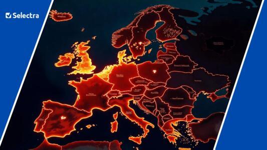 harta europei iluminata alaturi de logo selectra