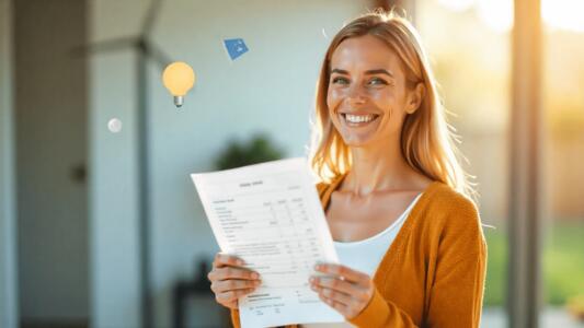 femeie care se uita la factra de energie