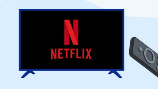 imagine cu televizor deschis care afiseaza logo Netflix
