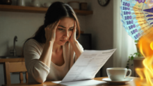 Femeie care se uita cu ingrijorare la factura de curent
