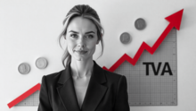 Imagine cu o femeie care atre în spate un grafic de creștere TVA