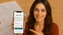 Imagine cu o femeie ce tine telefonul deschis in aplicatia epids