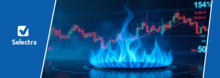 Imagine cu pret gaz azi la bursa si logo Selectra
